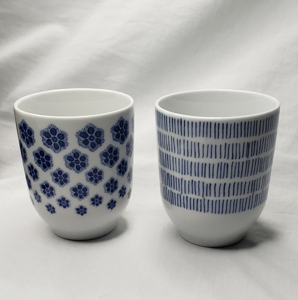 IKEA 365 New Cork Coasters + Blue Patterned Mugs Set